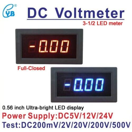 YB5135B DC Voltmeter DC200mV/2V/20V/200V/300V/500V Monitor Voltage Meter Tester 3 and 1/2 LED Digital Volt Panel Meter Voltmetre