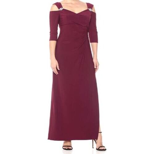 YNQNFS red elegant long mother of bride dress high waist strapless sleeve beaded banquet dress wedding guest dress