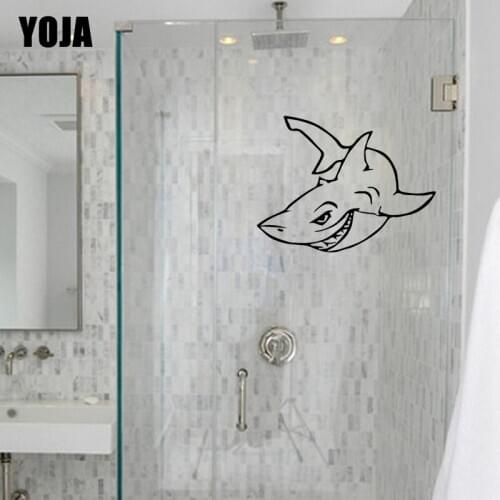 YOJA 22x28.8CM Funny Marine Shark Bathroom Decoration Decal Home Wall Sticker G2-0432