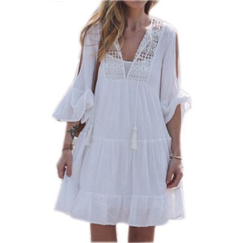 2021 New Arrivals Pareo Beach Outings Dress Sexy Swimsuit Cover up White Rayon Swimwear Ladies Robe de Plage Saida de Praia