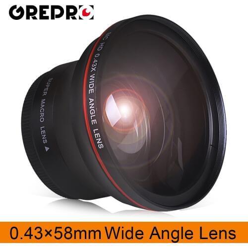 58MM 0.43x Professional HD Wide Angle Lens (w/Macro Portion) for Canon EOS Rebel 77D T7i T6s T6i T6 T5i T5 T4i T3i SL2 60D 7D
