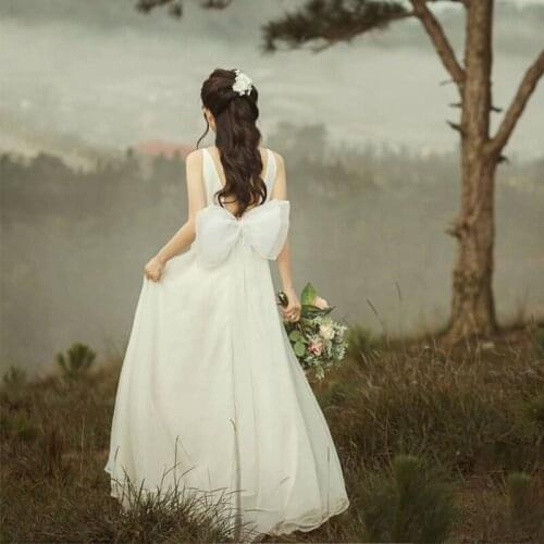 White Lace Bow Alone Detachable Bridal Bow Temperament Bridal Accessories for Wedding Bride Dresses Formal Occasion 2021