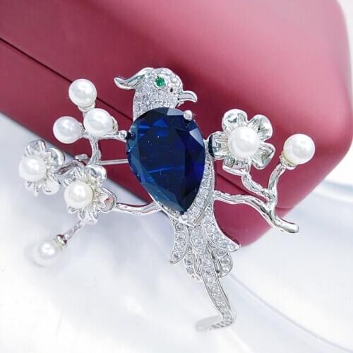 Bird Branch Brooches With Pearl Lovely Bird Brosche Women Brooch Hijab Pins Jewelry Dress Collar Suit Sweater Banquet Decoration