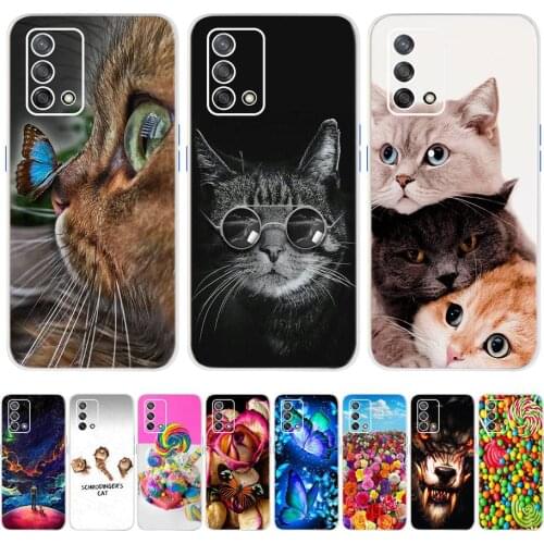 Cute Cat Patterned Back Cases For OPPO A74 Case 6.43" Oppo CHP2219 Casing TPU Soft Coque For Oppo A 74 4G Silicone Shell Coque