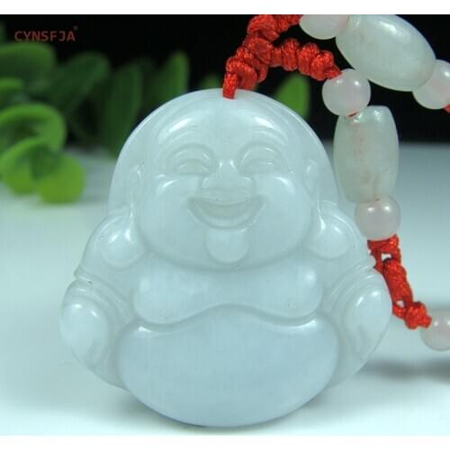 CYNSFJA Real Certified Natural Grade A Emerald Jade Lucky Amulets Buddha Jade Pendant Necklace High Quality Best Birthday Gifts