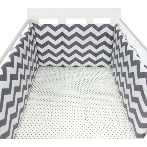 Nordic Stars Design Baby Bed Thicken Bumpers One-piece Crib Around Cushion Cot Protector Pillows Newborns Room Decor 190cm