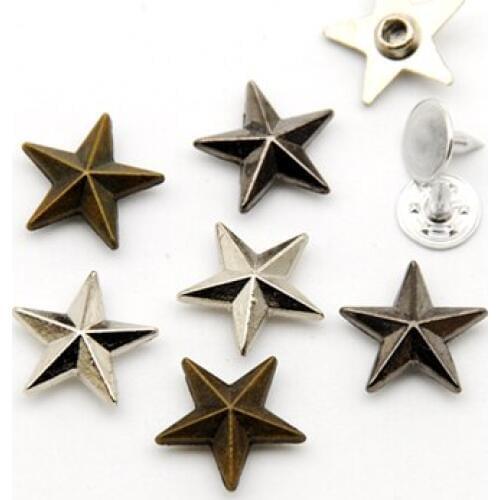 DIY 150sets/lot 15mm zinc alloy metal rivets star jeans button rivets with alum nail nickle/black/bronze ZD-007 free shipping