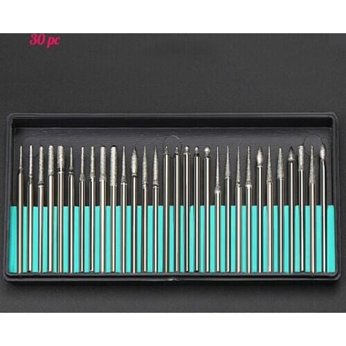 Electroplated Diamond Grinding Heads 2.35mm for dremel tool accessories kit mini Rotary Set 30pcs