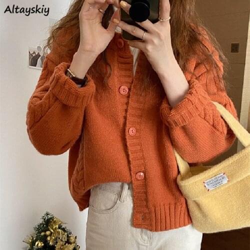 Cardigan Women Stylish O-neck Pure Color Single Breasted Spring Autumn Sweet Elegant Loose Fitting Long Sleeve All-Match Chic