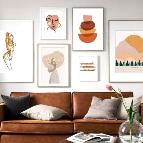 Girl Body Geometry Curve Abstract Retro Wall Art Canvas Painting Nordic Posters And Prints Wall Pictures For Living Room Decor