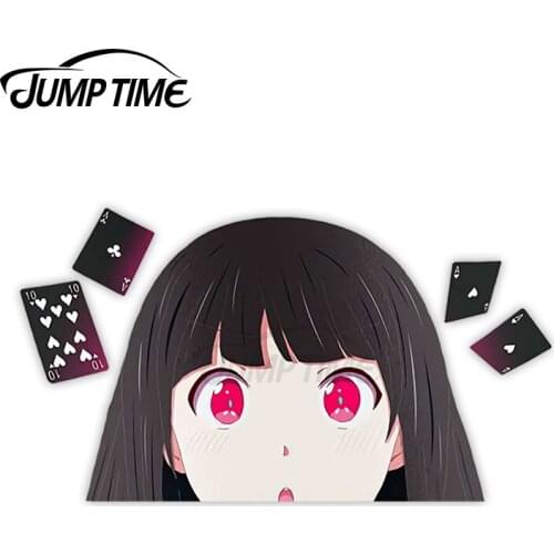 JumpTime 13 x 8 cm For Kakegurui Compulsive Gambler Peek Big Head Car Stickers and Decals Vinyl Car Wrap Auto Bumper Car Decor