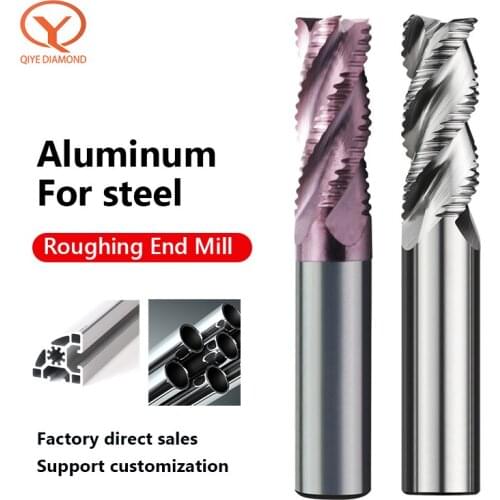 QIYE Roughing End Mill Solid Carbide 3 4 Flute For Aluminum Steel Machining CNC Milling Cutter Bits 4mm 6mm To 20mm Metal Tool