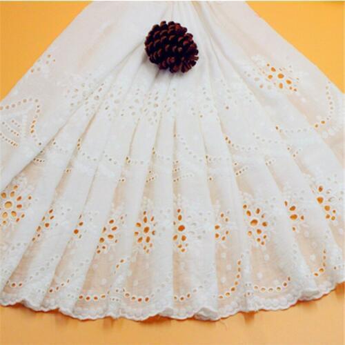 Natural-White Cotton Openwork Embroidered Lace Fabric Swiss Cotton Handmade DIY Sewing Trims Accessories Width 44cm 5Yards/lot