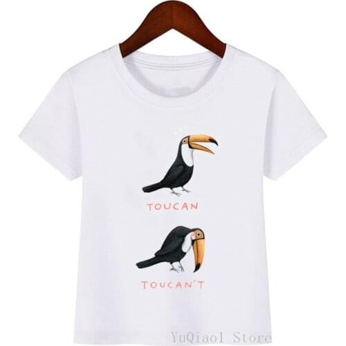 2020 hot sale cute Tropical Toucan birds print t-shirt for girls boys kawaii kids clothes harajuku shirt summer tops for girls