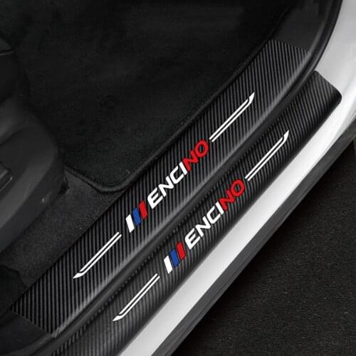 Lsrtw2017 Carbon Fiber Leather Car Sill Sticker Threshold Mat Protector for Hyundai Encino Kona 2018 2019 2020 Accessories Auto