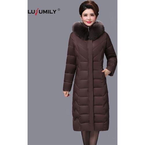 Lusumily Hight-quality Women Winter Jacket Warm Thick Sonw Wear Outerwear Cotton Coat Fur Collar Female Plus Size 6xl Down Parka