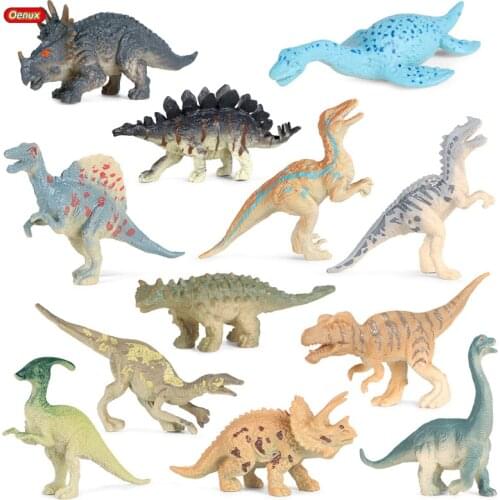 Oenux Mini Jurassic Dinosaur Simulation Mosasaur Tyrannosaurus Saichania Action Figures Model Collection Education Toy Kid Gift