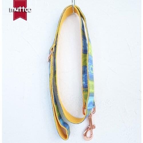 MUTTCO retailing high quality handmade collar THE FOLK YELLOW dog collar leash 5 sizes UDC024M
