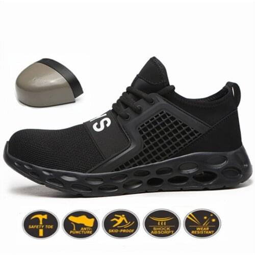 Steel Toe Safety Shoes for Men Sneakers Buffer Breathable Lightweight Work Shoes Anti-puncture Work Luxury Boots