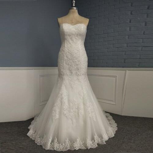 Real Picture Plus Size Mermaid Wedding Dress Lace Appliques High Quality Bridal Gown