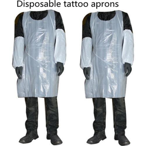 QINK Disposable Aprons Tattoo Apron 100 pcs/lot Plastic Transparent Cleaner Supply For Tattoo Body Art & Household Daily Use