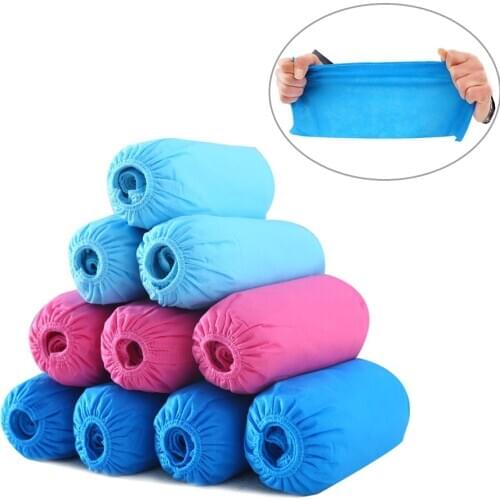 Wholesale 100/200/300PCS Blue Plastic Disposable Shoe Cover Non-woven Fabric Household Cleaning Shoe Cover Cleaning Shoe Cover