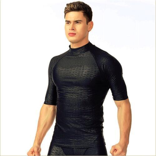 Sbart Mens UV Protection Sun Proof Rash Guards Short Sleeve Upf Protector Diving Wetsuit for Beach Swimming Surf Water Sports