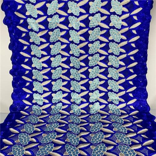 5 yard Swiss lace fabric 2021 latest heavy beaded embroidery African cotton fabrics Swiss voile lace popular Dubai style 7L05114