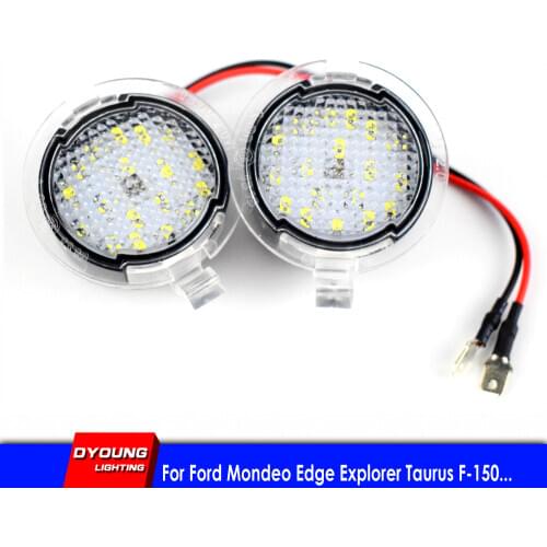 2x Led For Ford Mondeo Edge Explorer F-150 Focus C-Max S-Max Lincoln Mercury Under Rearview Mirror Light Car White Welcome Lamp