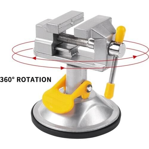 360 Degree Rotatable Universal Bench Vise Sucker Clamp Grinder Worktable Vise Fixed Frame Aluminum Alloy Electric Grinding Tool