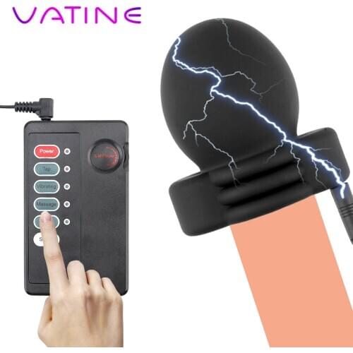 VATINE Electric Shock Glans Trainer Penis Stimulator For Men Masturbation Delay Training Electric Shock Medical Therapy Sex Toy