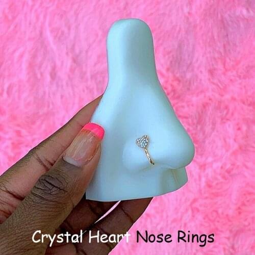Y2K Accessories Shiny Crystal Heart Nose Ring for Female Egirl Style Vintage ISN Body Accessories 2000s Fashion Aesthetic