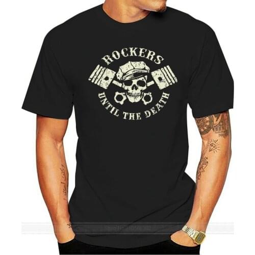 Funny Clothing Casual Short Sleeve Tshirts ROCKERS Until The Death Rock'n'Roll Rockabilly 50s Vintage Motorcycle T-shirt