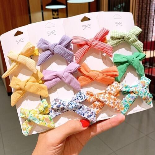 3pcs/Lot Lovely Hair Clips For Baby Girls Spring Hair Accessories Cotton Kids Infant Hair Bows Hairpin Princess Barrette Child