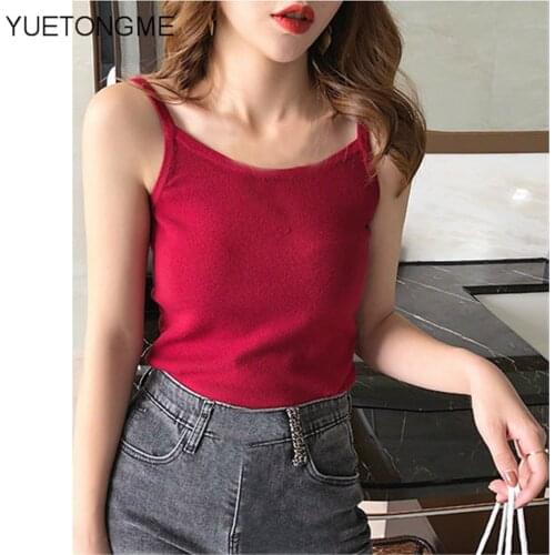 Women knited tank Tops For Women Girl Sexy Camisole Sleeveless 90s Aesthetic Tops Cyber TSP175
