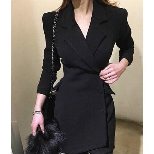 2020 Spring Women Dress Retro OL Commuter Blazer Professional Suit Dress sleeve length Office lady Dress polyester
