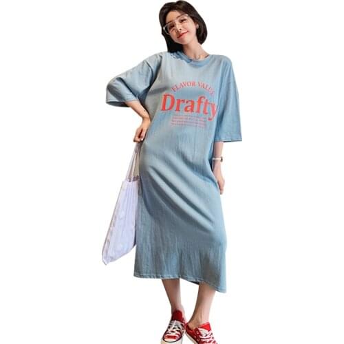 NYFS Summer dress 2021 New Loose Vintage long dress Vestidos Robe Elbise Cotton Korean Printing Woman dress Homewear