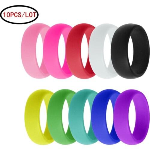 10PCS/LOT Silicone Couple Rings 8mm Fashion Wedding Rings Women Men Flexible ECO-Friendly Rubber Finger Ring