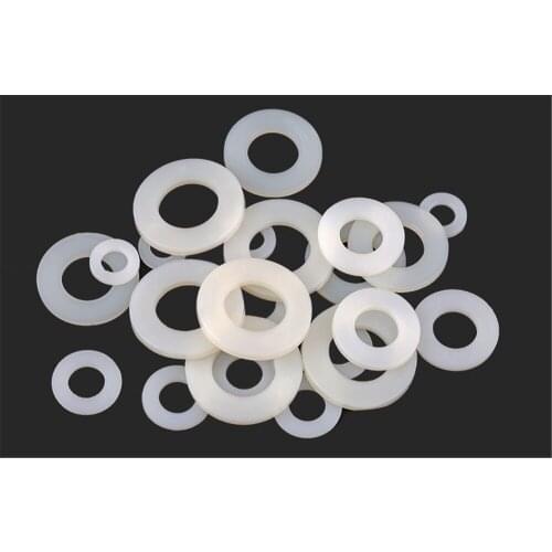 100Pcs DIN125 ISO7089 M2 M2.5 M3 M4 M5 M6 M8 M10 M12 White Plastic Nylon Washer Plated Flat Spacer Seals Washer Gasket Ring