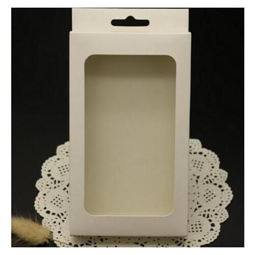 20Pcs Vintage Kraft paper gift box with clear pvc window jewelry display package box gift window box phone case packaging box