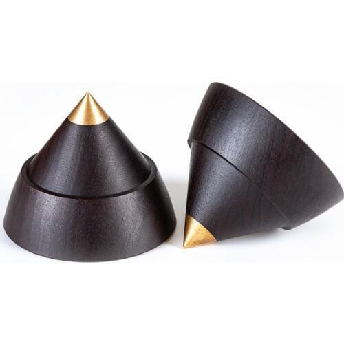 23mm Ebony Wooden Speaker Isolation Wood Stand Feet base pad 4 pcs spikes +4 pcs Pads