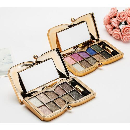 Diamond Bright Colorful Geometry 10 Colors Shimmering Glitter Eyeshadow Makeup Palette with Brush Beauty Cosmetics
