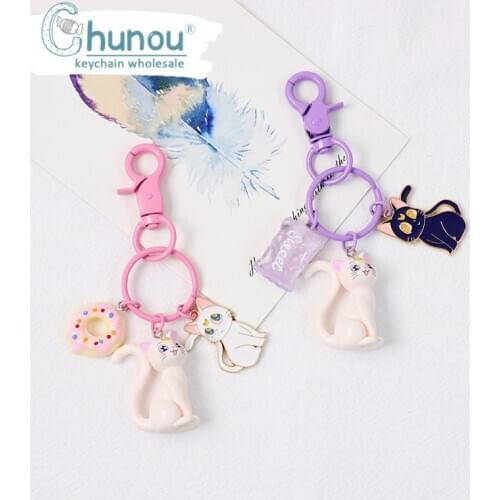 Anime Sailor Moon Keychain Cute Cartoon Cat Keychains Personality Creative Pendant Small Fresh and Simple Doll Key Ring Pandent