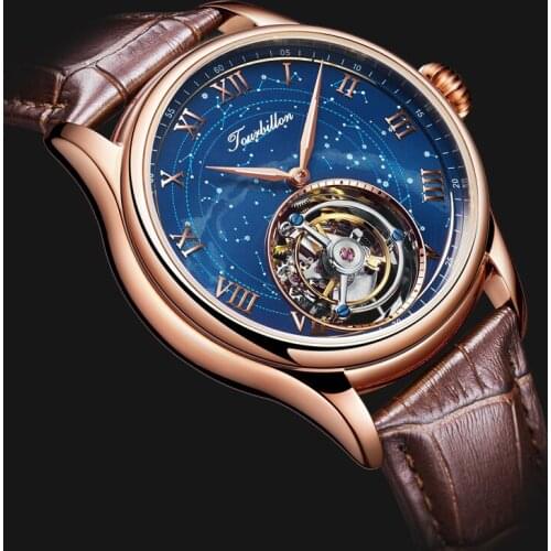 Real Tourbillon Mechanical Watches Mens 2020 Fashion Original Tourbillon Movement Business Sky Sapphire Mens Watch zegarek meski