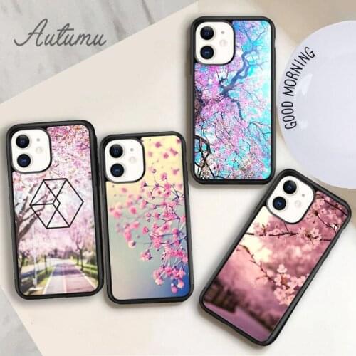 Japanese Pink Cherry Blossom Phone Case for iPhone 11 12 Pro Max mini X XR XS SE 2020 5 6S 7 8 Plus Galaxy S8 S9 S10 Cover shell