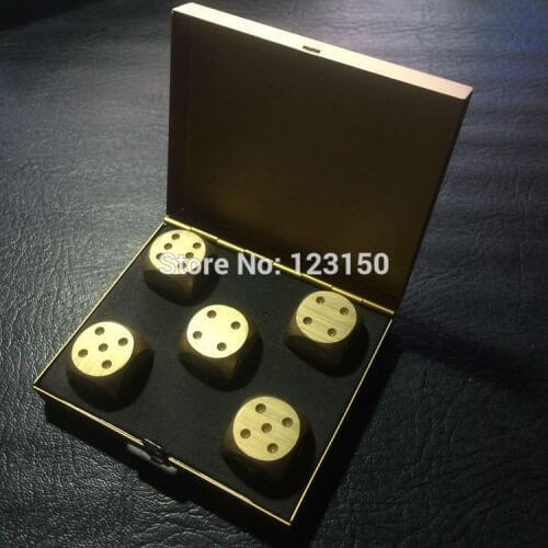 DC-173 Golden Color Dices Set in rectangle gift box with 5 dices