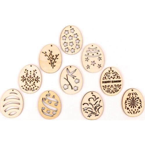 Wooden Mix Easter Egg Pattern Painting pendant Scrapbooking Craft Handmade Home Drop Hanging Decoration Accessory DIY 40mm 20pcs