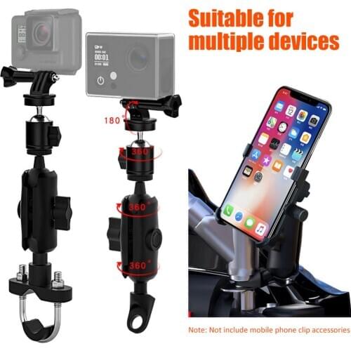 Motorcycle Camera Recorder Holder Aluminum Alloy Handlebar Fixed Side Bracket Black Motorbike Data Recorder Support Accessories