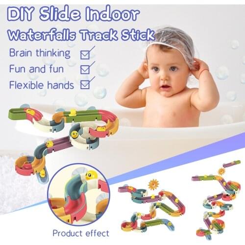 Baby Bathroom Duck Bath Toys Fun Diy Bathtub Waterfalls Track Stick To Wall Bathtub Toy Gifts Shower Water Games Blocks