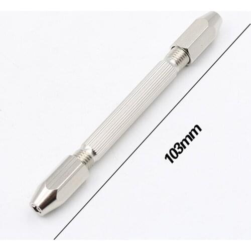 Dual Head Pin Vise Hand Drill Silver Hand Drill Micro Twist Drill for Wood Plastic Drilling Tool DIY Model Making